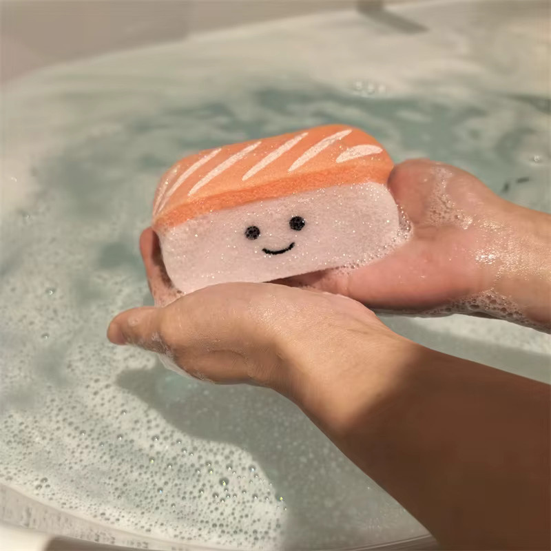 Salmon-Sushi-Badeschwammbälle zur Gesichtspflege, Unisex - Bild 5