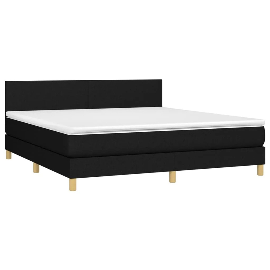 vidaXL Boxspringbett mit Matratze und LED-Unterbettbeleuchtung in Schwarz, Hybrid-Bett mit USB-Ladeanschluss und Taschenfederkern, B/T/H: 160 x 200 x 78 cm - Bild 2