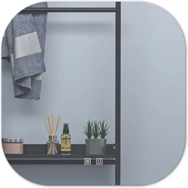 Duschparadies LED Badspiegel mit Touch-Schalter, dimmbar, 3 Lichtfarben (3000-6000K), schwarz, B/H: 70 x 70 cm - Bild 1