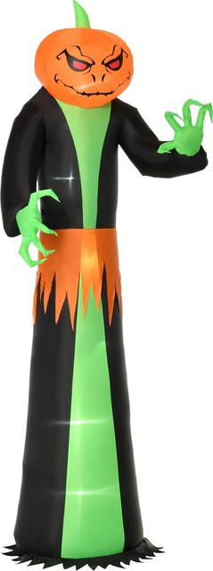 HOMCOM Aufblasbarer Halloween Kürbis mit LED Gespenst, Grün, Schwarz, H x B x T: 270 x 100 x 96 cm - Bild 1