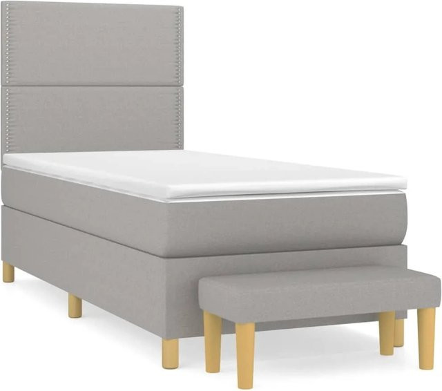 vidaXL Boxspringbett mit Matratze Hybrid-Design in Grau und Weiß, B/T/H: 100 x 200 x 30 cm - Bild 1