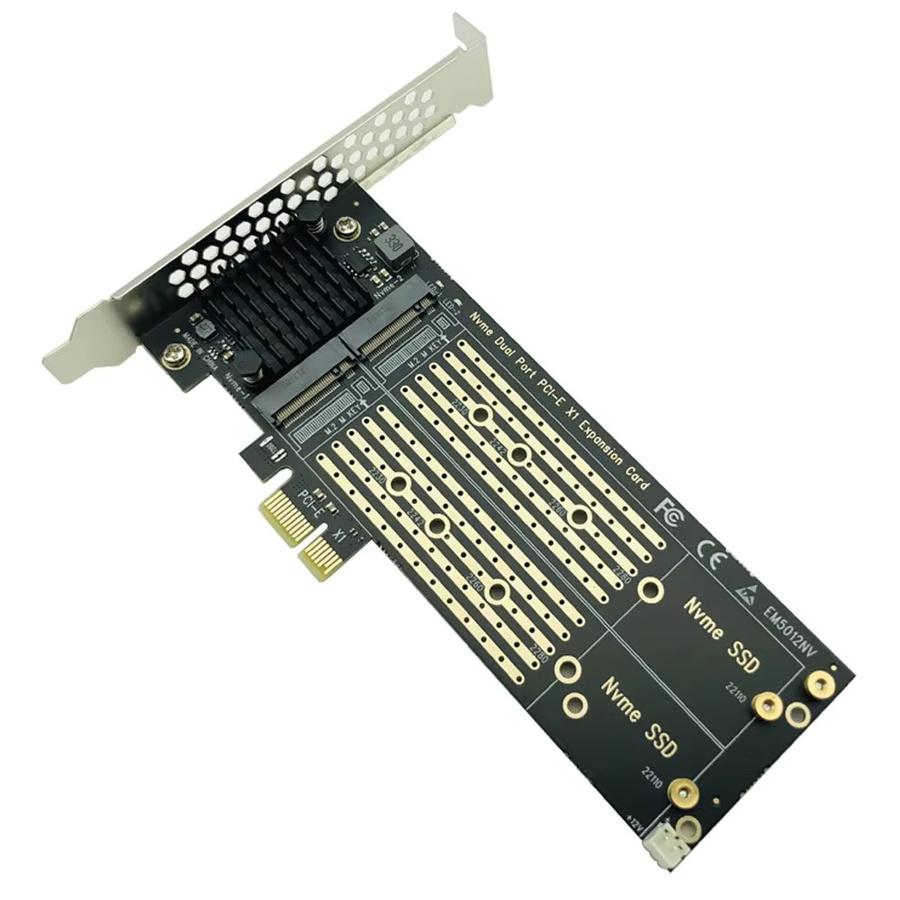 T.F.SKYWINDINTL PCIE X1 zu Dual M.2 NVME M-Key SSD Adapter Konverter in Schwarz für 2230/2242/2260/2280 SSD Riser Karten - Bild 2