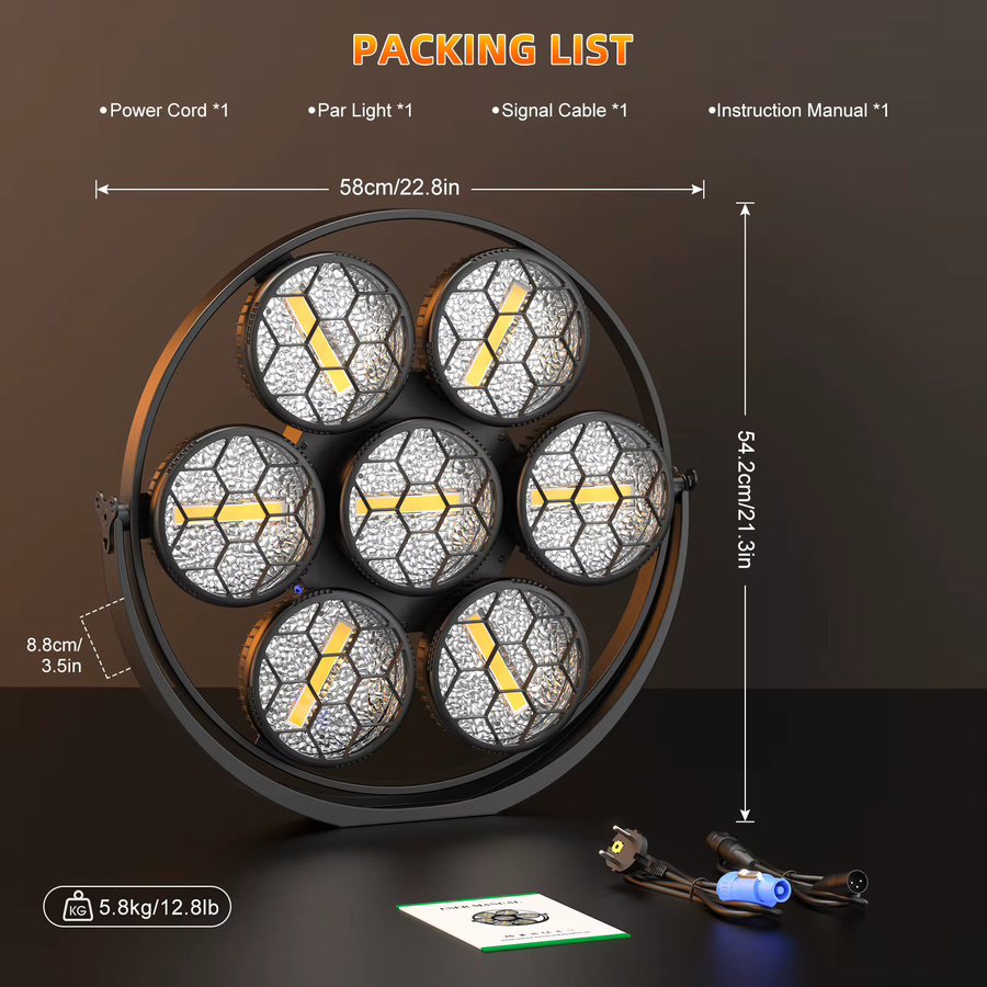 Somspot 4er Set Retro Bühnen-Leuchten mit 7x50W COB LED Par-Effekt in Schwarz und Multicolour für Disco, Party, Konzert und Theater - Bild 5