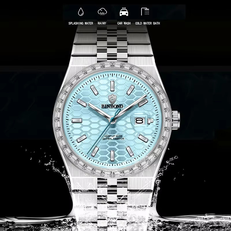 BINBOND Armbanduhr Quarz, Edelstahl, Blau, Herren - Bild 5