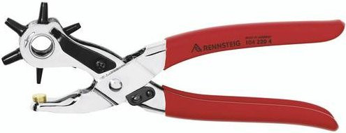 Rennsteig Revolverlochzange 104 220 4 in Rot mit 6 verschiedenen Lochgrößen von 2 mm bis 5 mm, Länge: 240 mm - Bild 1