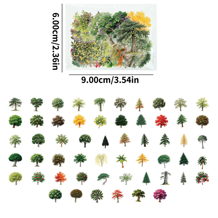 Cartoon Wald Pflanze Aufkleber Set mit transparenten Motiven für DIY Dekoration und Schreibwaren in Multicolour - Bild 6