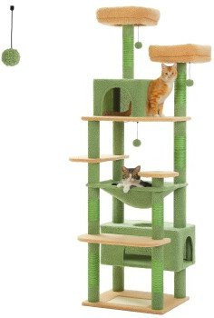 Pawz Road Großer Katzenbaum mit Hängematte und Höhle in Grün, Höhe: 184 cm - Bild 1