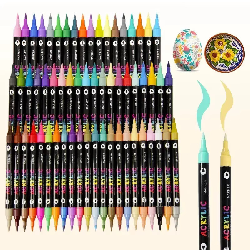 Acrylmarker-Set mit Doppelspitzen und Pinselspitze in 120 Farben für Kunsthandwerk und Felsmalerei, permanent und schnell trocknend - Bild 4