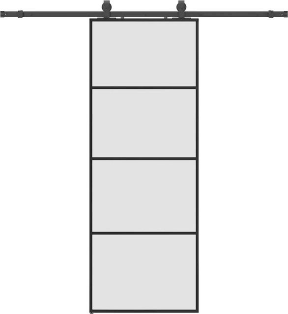 vidaXL Schiebetür aus ESG-Glas in Schwarz mit Beschlag, B: 76 cm, H: 205 cm - Bild 1