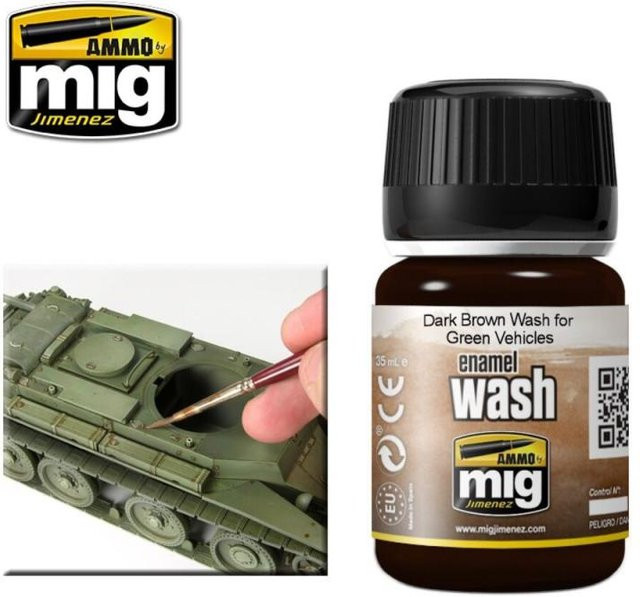AMMO by MIG Jimenez Dark Brown Wash for Green Vehicles, Zubehör, Braun - Bild 1