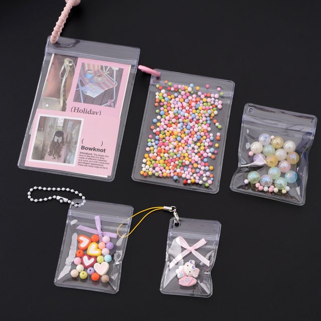 20er Set transparente PVC Reißverschlussbeutel mit Seitenloch als Staubschutz und Schmuck-Organizer - Bild 1