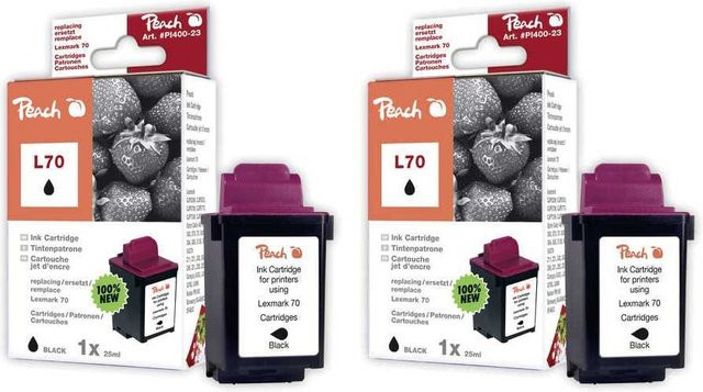 Peach L70 BK 2er Pack Tintenpatronen Schwarz für Brother MFC-7050 C, Samsung, Lexmark, Kodak, Compaq und Brother No. 70BK - Bild 1