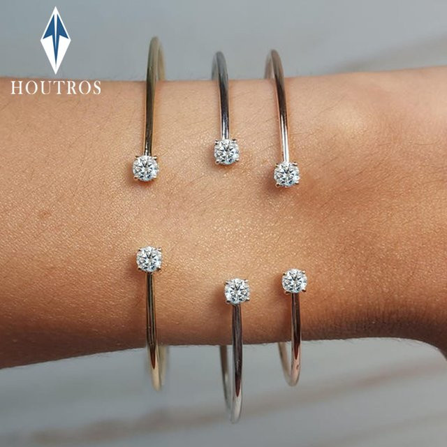 Houtros Armreif 925 Silber, Moissanit, Damen - Bild 1