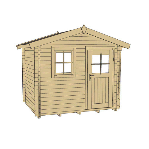 WEKA Gartenhaus Premium aus europäischer Fichte mit Satteldach und Vordach in Beige, B/H/T: 300 x 251 x 250 cm - Bild 2