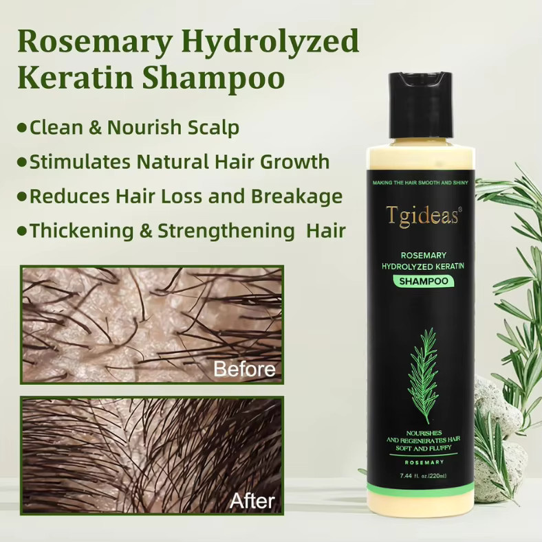 Tgideas Bio-Rosmarin Shampoo, 220 ml, mit Keratin, Unisex - Bild 2