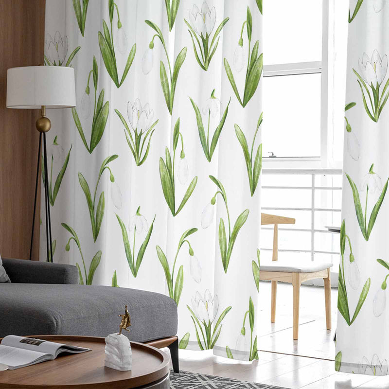 Super Six Chiffon-Fenstervorhang mit Tulpenblumen und Aquarellpflanzen in Weiß, Breite: 135 cm, Höhe: 114 cm - Bild 4