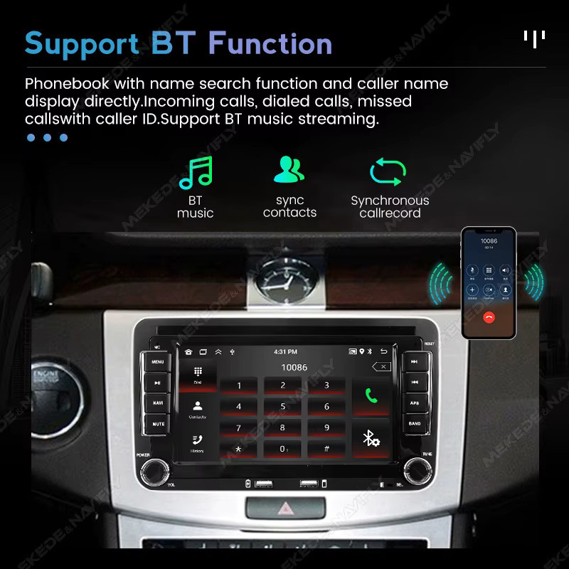 MEKEDE Android 15 Autoradio mit Navigation und Carplay für Volkswagen Passat B6 B7 Golf 5 6 Polo Jetta sowie Skoda in Schwarz - Bild 3