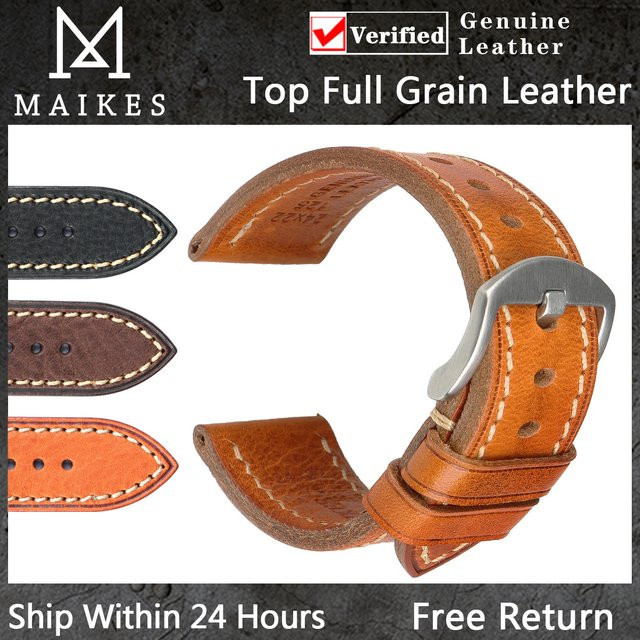 MAIKES Uhrenarmband Leder, Unisex - Bild 1