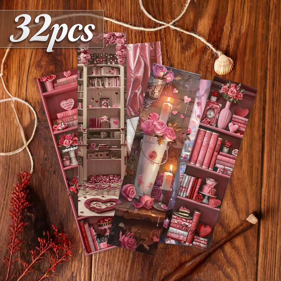 32-teiliges Lesezeichen-Set mit romantischem Rosen- und Nachtwald-Design aus Papier für Buchliebhaber und Lehrer - Bild 2