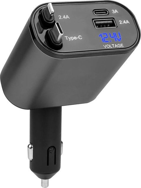 Apa 4 in 1 KFZ-Ladeadapter mit USB-C in Schwarz für 12 V - Bild 1
