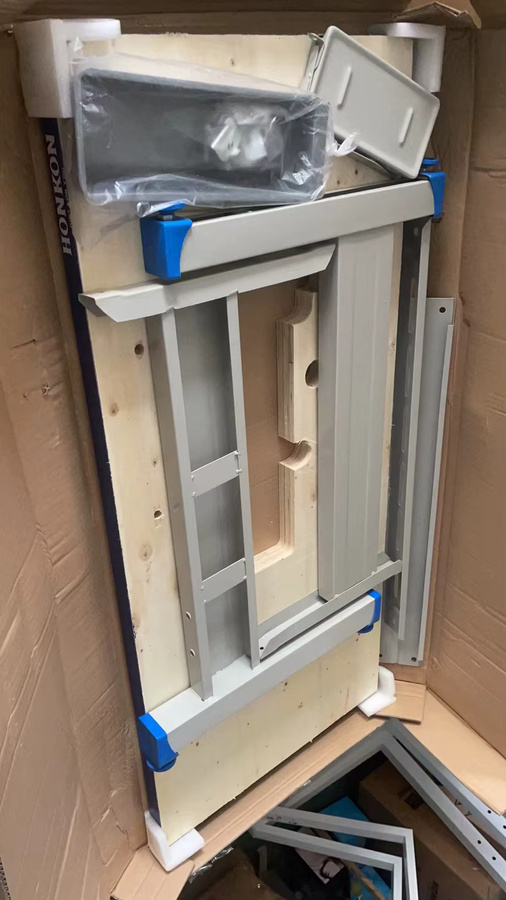 XMSJ Industrieller Nähmaschinentisch mit Fußpedal und höhenverstellbarer Arbeitsstation in Weiß - Bild 3