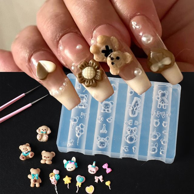 Mini-Bär Nagel-Silikonformen, Teddybär-Design für Nagelkunst - Bild 1