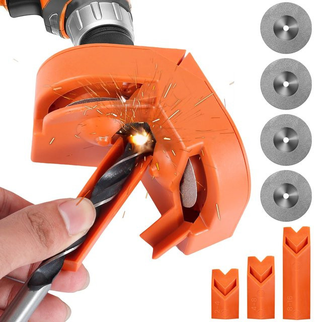 Rafford Mehrzweck-Bohrerschleifer und elektrischer Schlagbohrer-Messerschärfer mit doppelseitigem Polierer in Orange - Bild 1