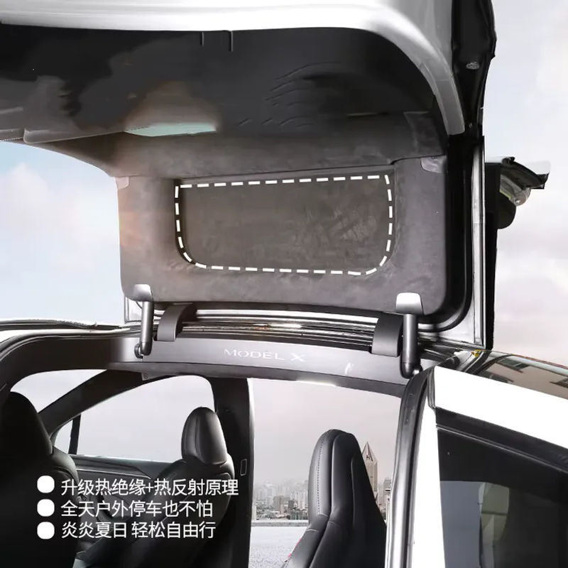 3er-Set Sportme Auto Sonnenschutz aus weichem Wildleder für Tesla Modell X 2023, Grau, Windschutzscheiben-Abdeckung für vorne und hinten - Bild 2