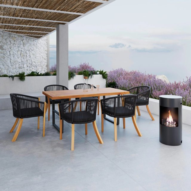 Bessagi Garden Gartenset Alina in Schwarz aus Akazie, Aluminium und Textil - Bild 1