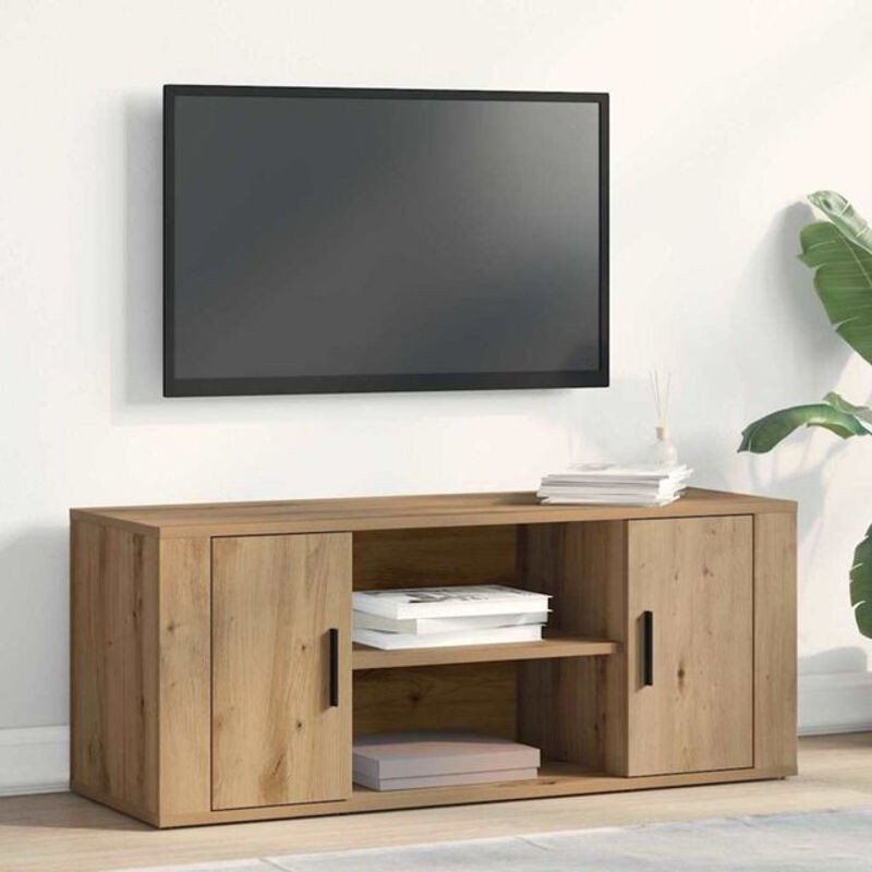 Vidaxl TV-Schrank Artisan in Eiche Natur Braun, Modern und Minimalistisch, B/T/H: 100 x 40 x 40 cm - Bild 1
