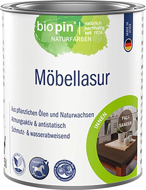 biopin Möbellasur Palisander Wasserbasiert Satin-Matt 0,375 l - Bild 1