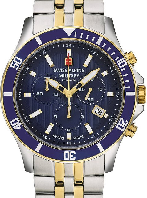 Swiss Alpine Military Chronograph, Quarz, Edelstahl, Blau, 42 mm, Herren - Bild 1