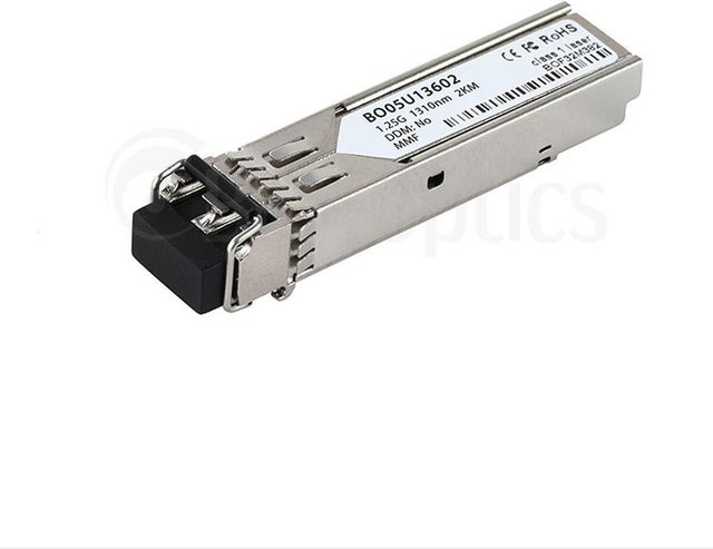 Allied Telesis BlueOptics SFP Transceiver AT-SPEX/E BO05U13602D, LC-Duplex, 1000BASE-X, Multimode Fiber, 1310nm, 2KM, DDM, Farbe: Silber - Bild 1
