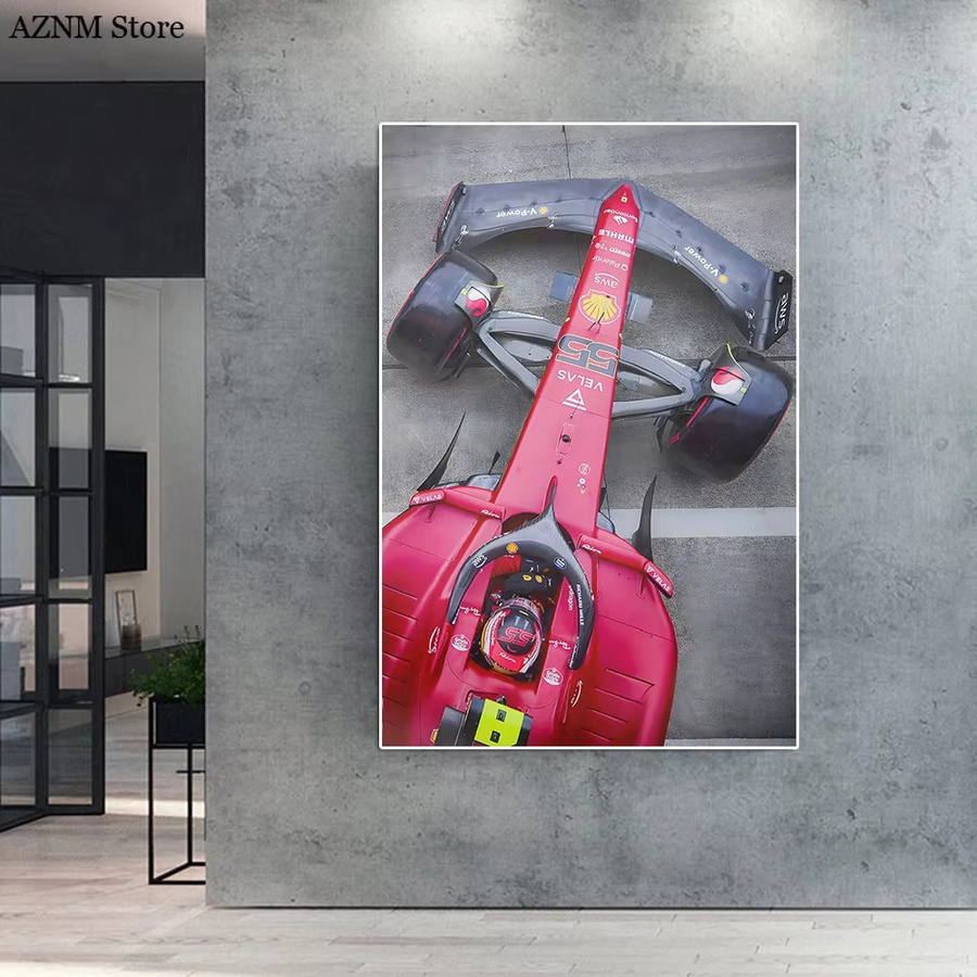 Potdemiel Leclerc Racing Poster Supercar Ölgemälde auf Leinwand als Wandkunst ohne Rahmen - Bild 1