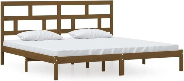 vidaXL Massivholzbett aus Kiefer in Honigbraun, B/T/H: 200 x 200 x 206 cm - Bild 1