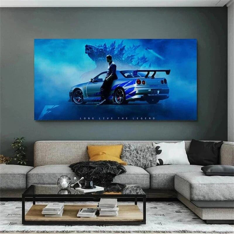 Leinwandgemälde Nissan Skyline GTR R34 Wandkunst von aidegou21 für Wohnzimmer und Büro, Breite: 70 cm, Höhe: 170 cm - Bild 4