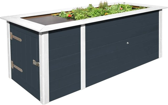 WEKA Hochbeet mit Schrank aus Fichtenholz in Anthrazit, B/H/L: 217,6 x 81 x 205 cm - Bild 1