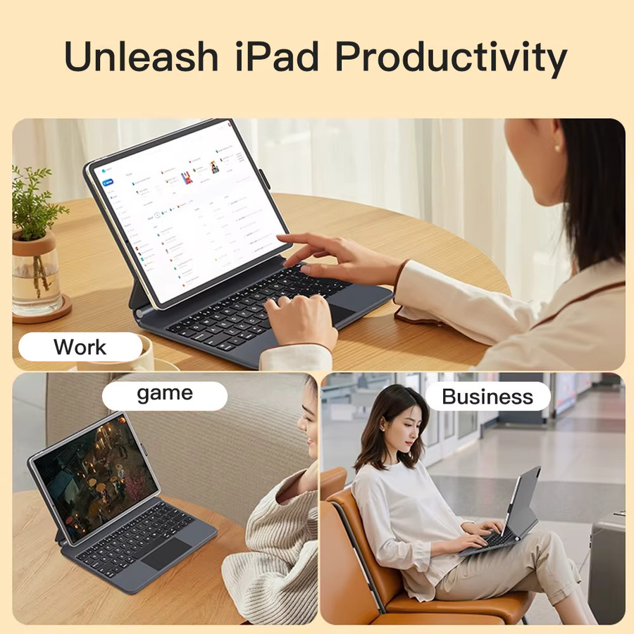 READYYEAH Magic Keyboard Folio Smart Case mit spanischer Tastatur für iPad 10. Gen, 11. Gen, iPad Pro 11 und 12.9, iPad Air 4 und 5, Farbe: Schwarz - Bild 6