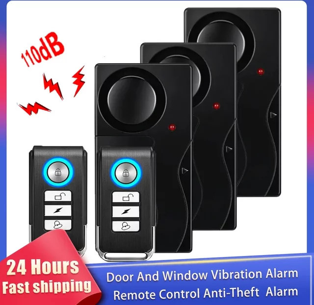 Elecpow Drahtloser Anti-Diebstahl Alarm mit Fernbedienung und 110dB Vibration für Tür, Fenster und Fahrrad in Schwarz - Bild 1