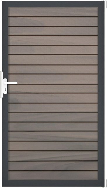 GroJa Steckzaun-Tor Solid-Rhombus 1-flg. DB703 Universal-DIN in Bi-Color Grau aus Aluminium und BPC, Höhe: 180 cm, Breite: 104 cm, Tiefe: 104 cm - Bild 1