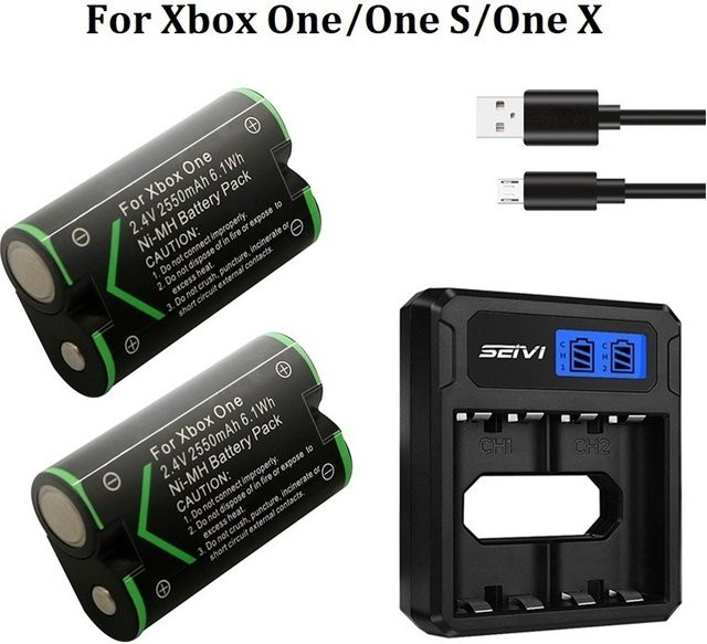 Microsoft Wiederaufladbarer Akku 2550mAh für Xbox One, Xbox One X, Xbox One S und Xbox One Elite Wireless Controller, Schwarz - Bild 1