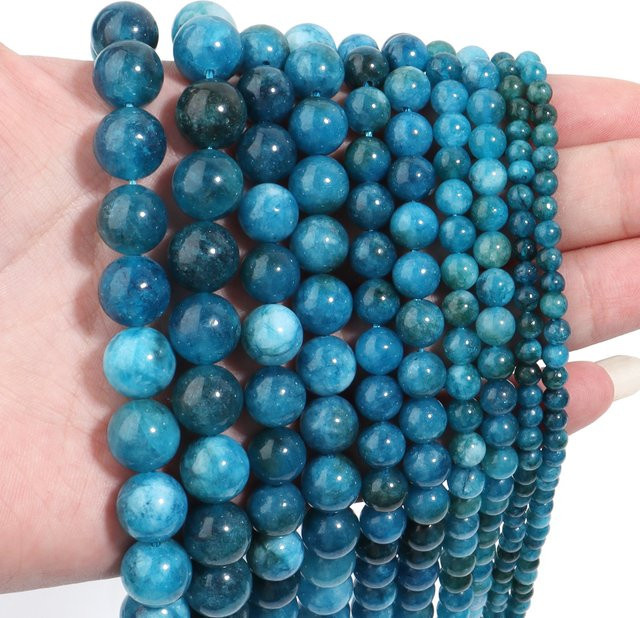 lingsai Apatit Perlen, Blau, Unisex - Bild 1