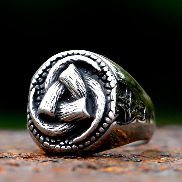 Ring Wikinger keltischer Knoten, Edelstahl, Silber, Herren, Vintage - Bild 1