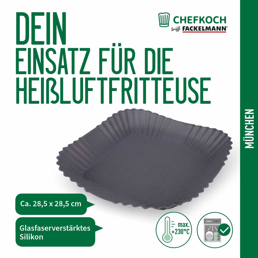 Fackelmann Silikonform für Heißluftfritteuse, quadratisch, grau, antihaftbeschichtet, B/B: 28,5 x 28,5 cm - Bild 3