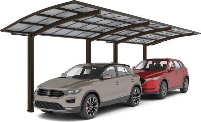 Ximax Doppelcarport Portoforte-60 Tandem in Braun mit Regenrinne und Regenfallrohr, B/T: 270,4 x 982,6 cm - Bild 1