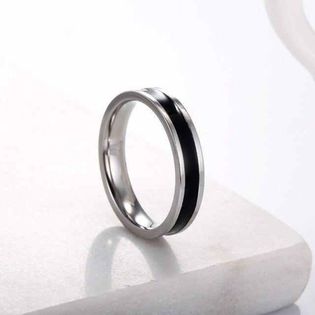POMOiii Ring, Titan, Schwarz, Weiß, Zirkonia, Unisex - Bild 1