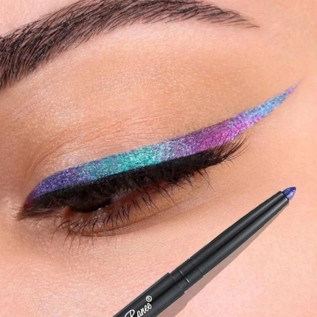 Glitzer Aurora Eyeliner Pen Multi Chrome, Seidenraupengrün Lila, glänzend - Bild 1