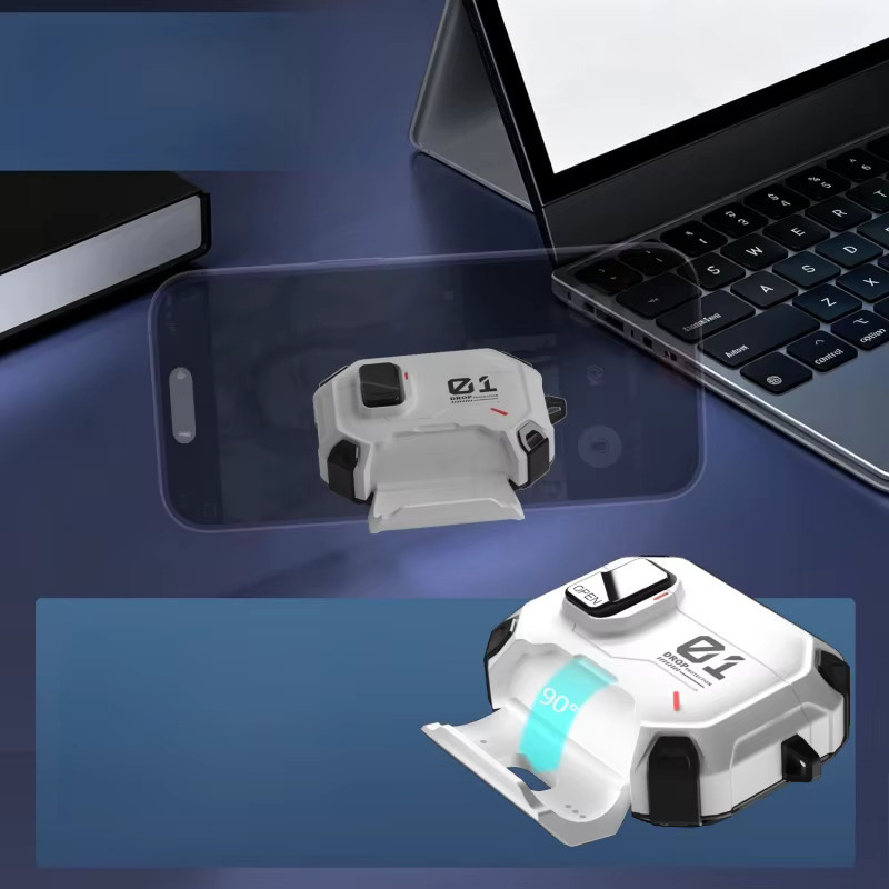 Harte Schutzhülle für Apple AirPods Pro 2 und AirPods 4 mit Magnetverschluss und integriertem Telefonständer in Schwarz oder Weiß - Bild 4