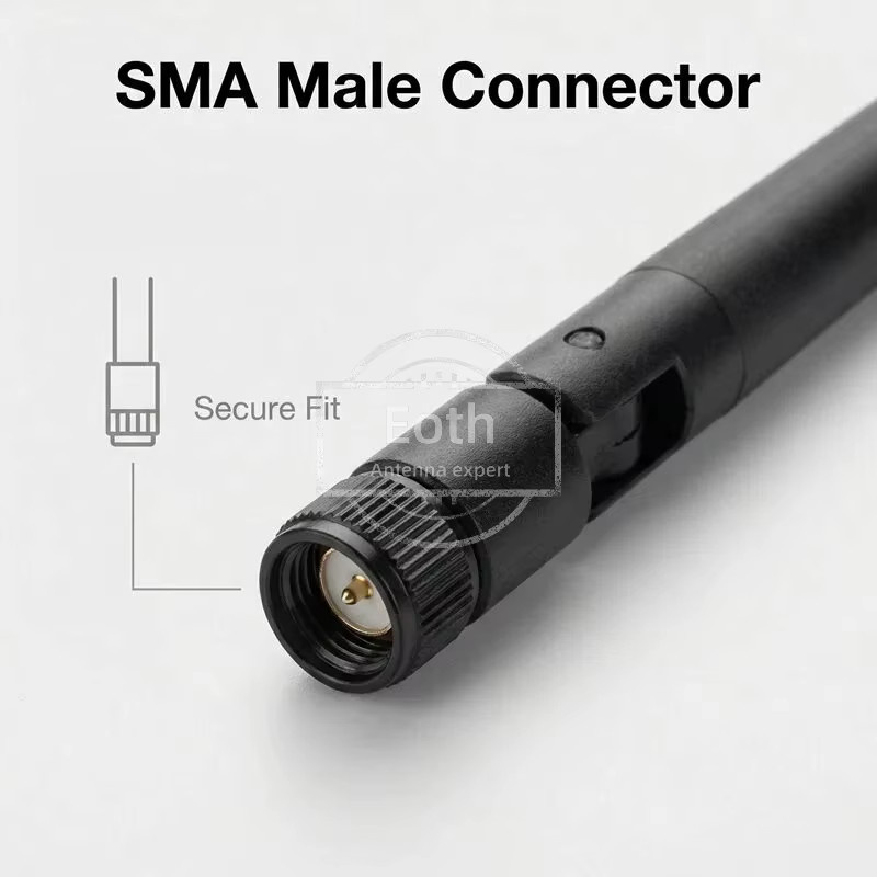 Eoth 2 Stück 2,4GHz Gummi-Antennen mit 5dBi Verstärkung und SMA-Stecker PX1 zu SMA-Buchse Verlängerungskabel in Schwarz für Zigbee Router und Meshtastic Netzwerk - Bild 2