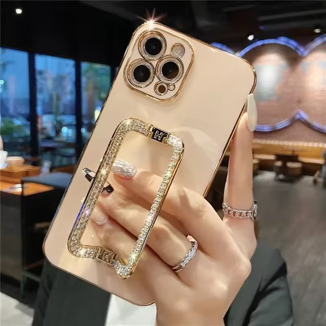 Glitzernde Handyhülle mit Diamant-Halterung für Samsung Galaxy S25 S24 S23 S22 S21 S20 Ultra Plus FE Note 20 Pro in Weiß - Bild 1
